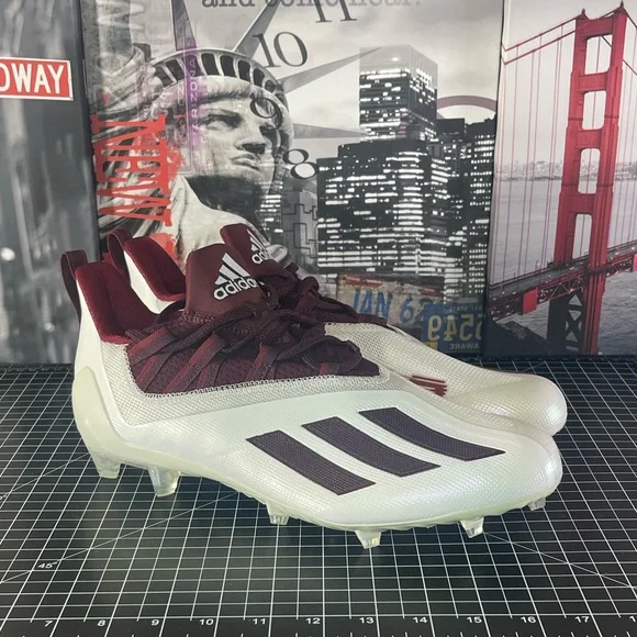 Adidas Adizero 21 Football Cleats Maroon White Men's Size 12 US FY8350 NEW - Picture 3 of 12
